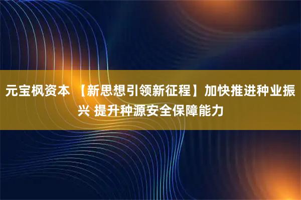 元宝枫资本 【新思想引领新征程】加快推进种业振兴 提升种源安全保障能力